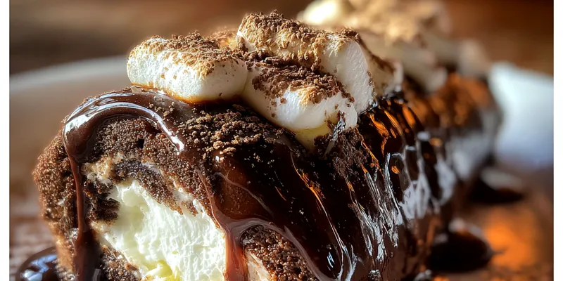 Decadent Baileys Yule Log decorated for Christmas