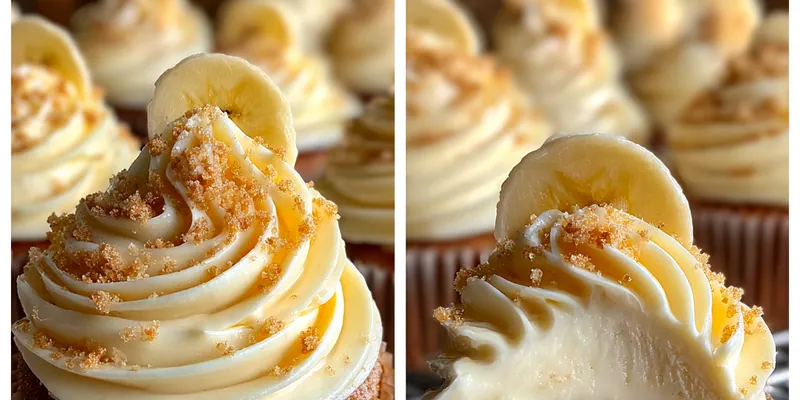 Delicious Banana Cream Cupcakes with Filling served on a plate