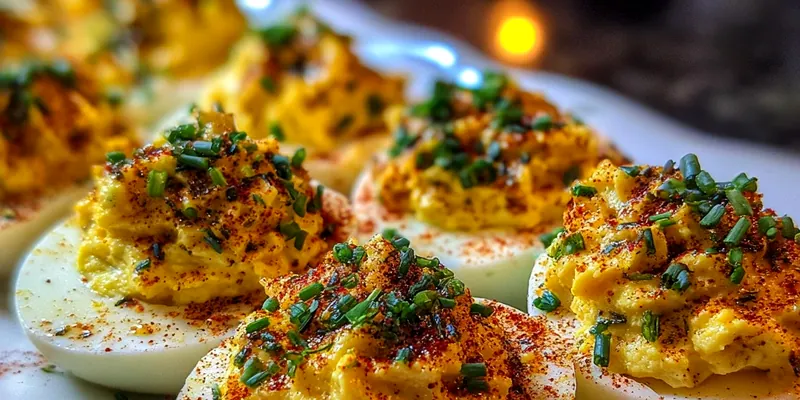 Bayou-Inspired Deviled Eggs with Creole Seasoning and Crispy Andouille