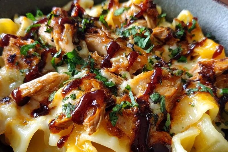Cooking process for BBQ Chicken Cheese Pasta