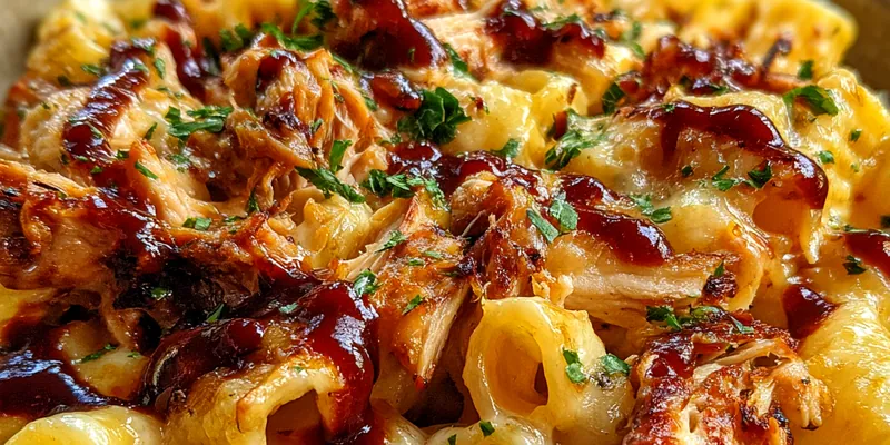 Delicious BBQ Chicken Cheese Pasta served on a plate