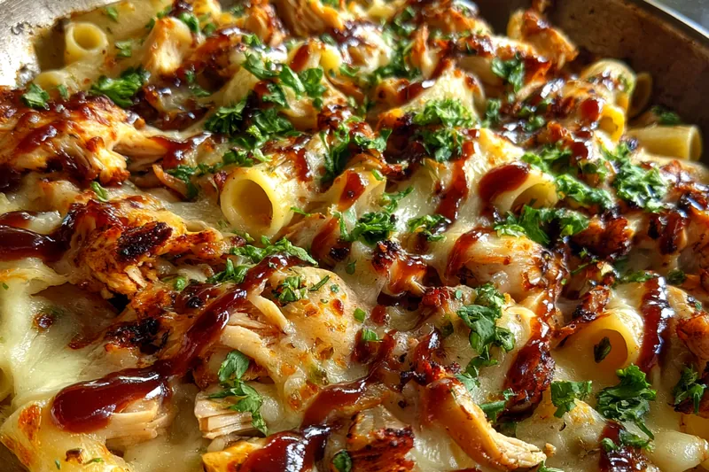 Fresh ingredients for BBQ Chicken Cheese Pasta