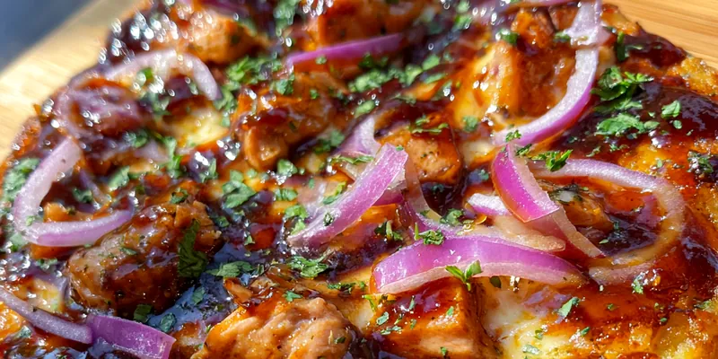 Delicious BBQ Chicken Pizza Delight served on a plate