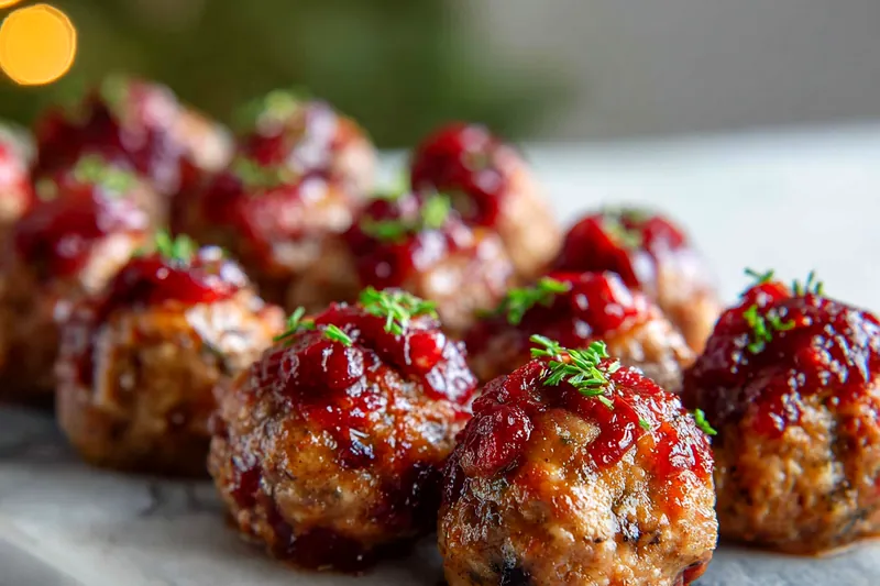 Cooking cranberry meatballs in the oven until golden brown