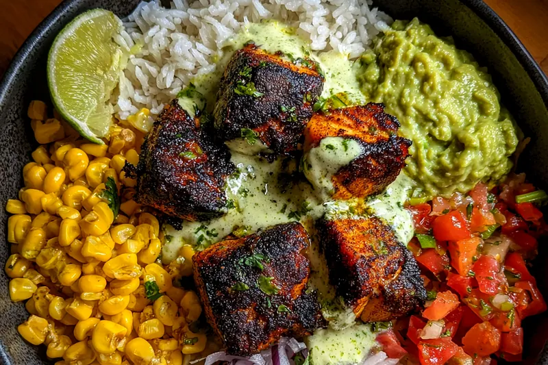 Cooking process for Blackened Fish Taco Bowl