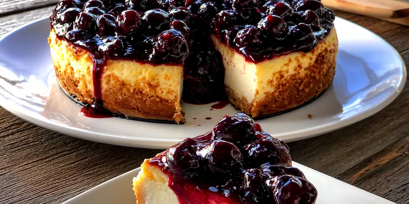 Delicious Blueberry Cheesecake Delight served on a plate