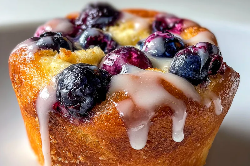 A beautifully baked batch of Blueberry Muffin Delight muffins cooling on a rack, showcasing their golden tops.