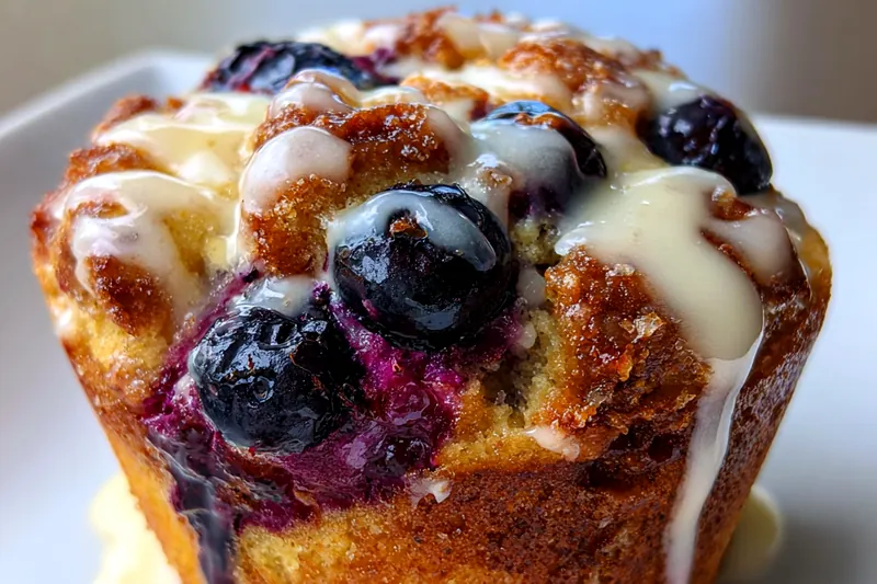 An assortment of ingredients including fresh blueberries, flour, sugar, and butter for making Blueberry Muffin Delight.