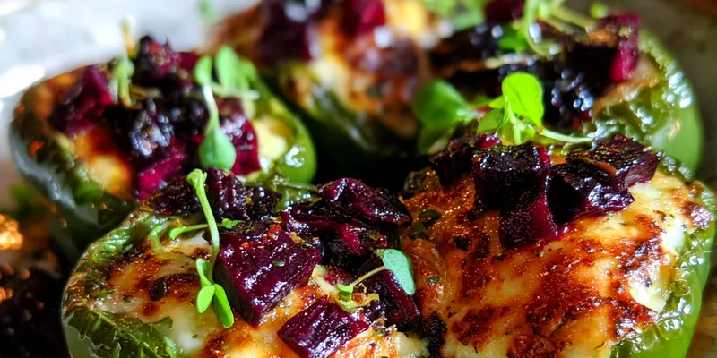 Delicious Blueberry Stuffed Jalapeños served on a plate