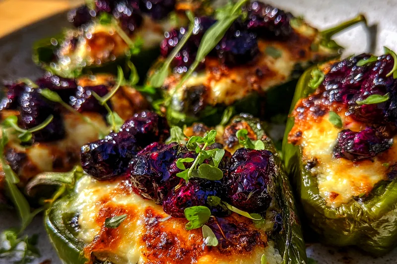 Fresh ingredients for Blueberry Stuffed Jalapeños