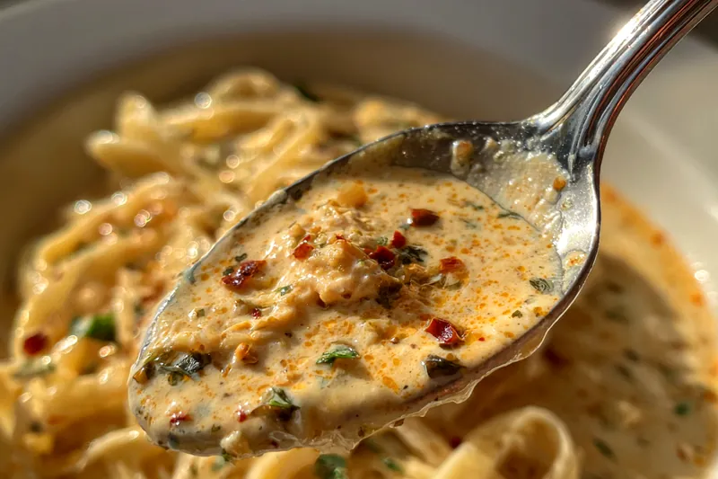 Fresh ingredients laid out for Creamy Cajun Pasta Sauce including spices, cream, and cheese.