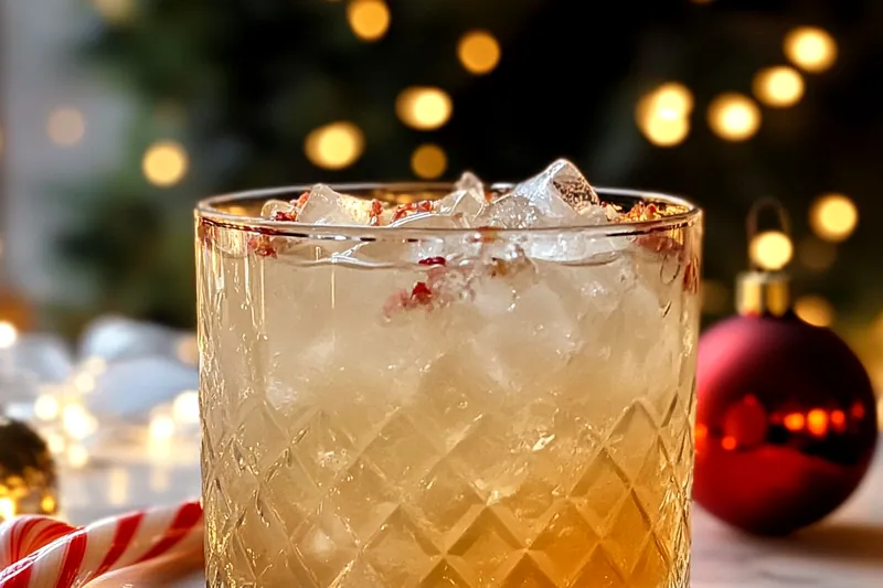 A bartender shaking a cocktail shaker filled with the ingredients for Festive Candy Cane Margarita.