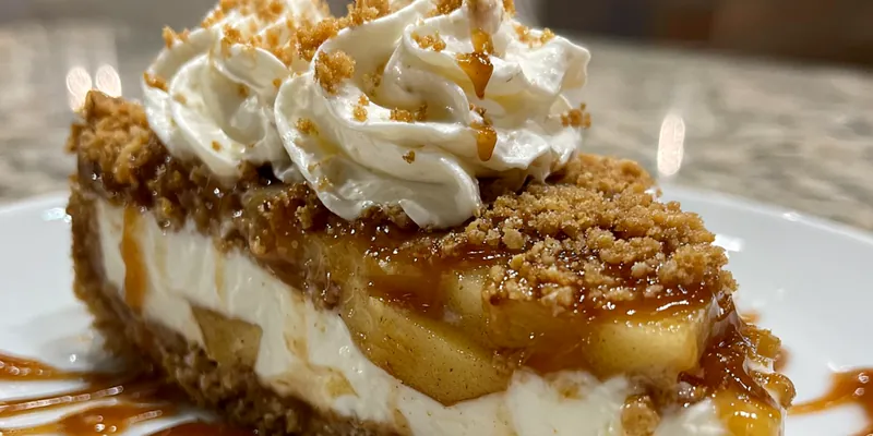 Delicious Caramel Apple Cheesecake Delight served on a plate