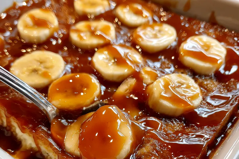 Cooking process for Caramel Banana Bread Pudding