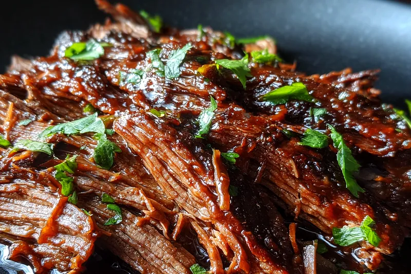 Cooking process for Caramelized Pulled Beef Brisket