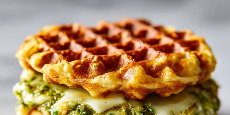 Chaffle Pesto Mozzarella Sandwich