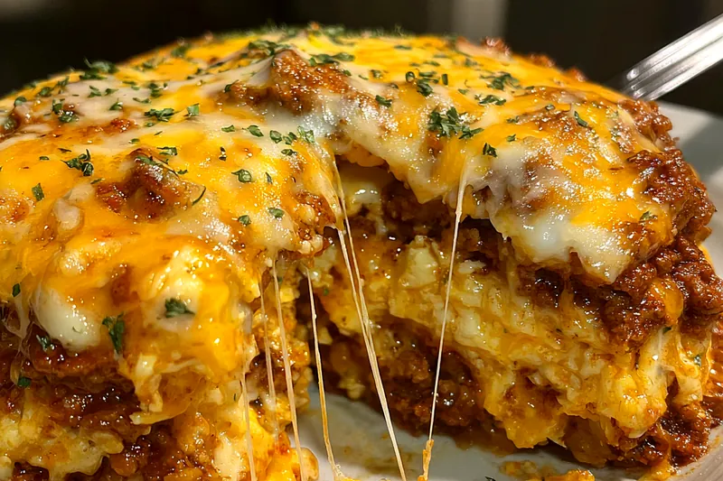 Fresh ingredients for Cheesy Beef Layered Bake