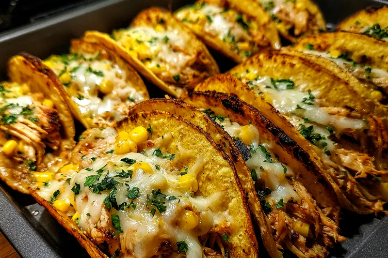 Fresh ingredients for Cheesy Chicken Corn Tacos
