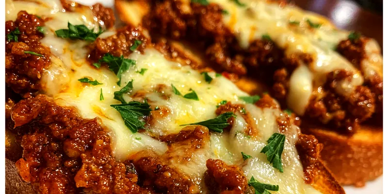 Delicious Cheesy Garlic Beef Melts served on a plate