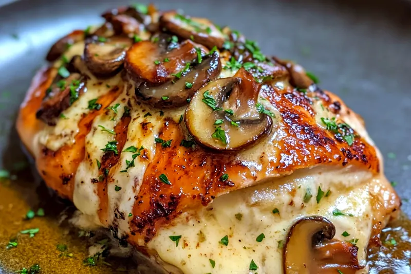 Chef carefully cooking Savory Stuffed Chicken Delight in a skillet over medium heat.