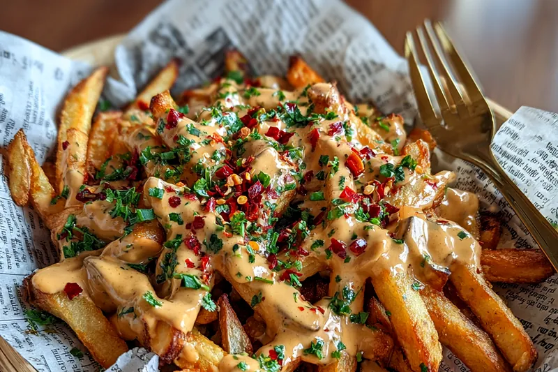 Cooking process for Cheesy Loaded Fries with Sauce