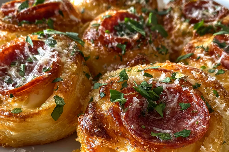 Fresh ingredients for Cheesy Pepperoni Pastry Rolls