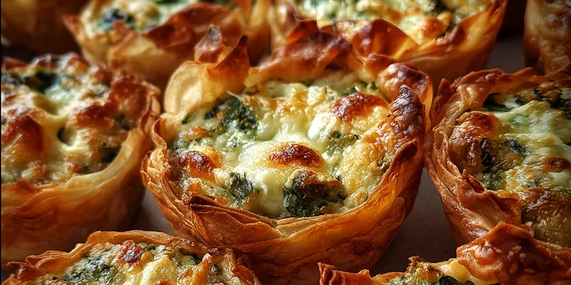 Cheesy Spinach Artichoke Phyllo Bites Appetizer