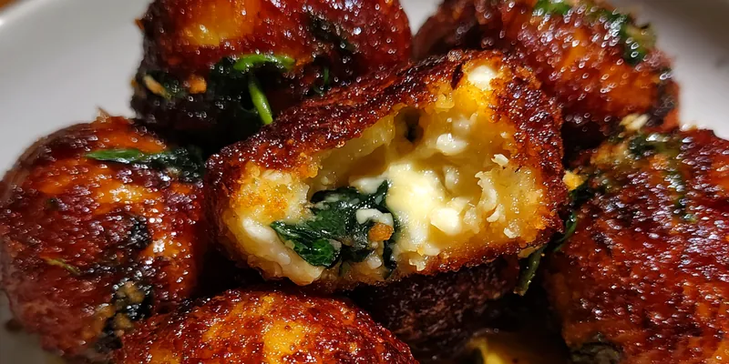 Delicious Cheesy Spinach Stuffed Bites served on a plate