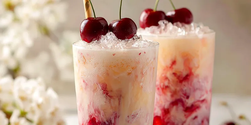 Delicious Cherry Infused Milk Tea served on a plate