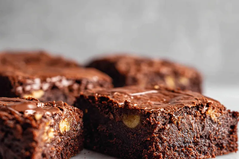 Ingredients for chewy chocolate banana bars on a countertop
