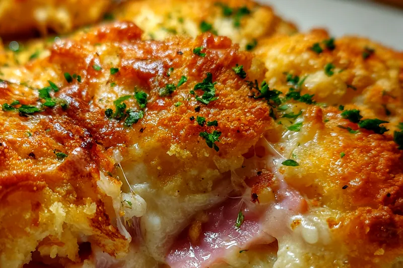 Chicken Cordon Bleu Casserole baking in the oven
