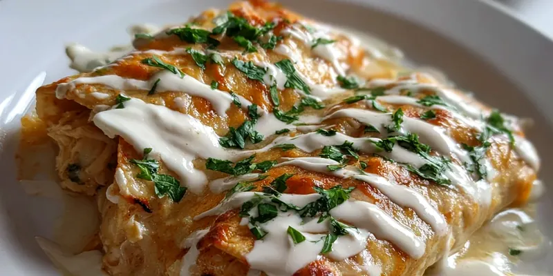 Chicken Enchiladas with Sour Cream White Sauce