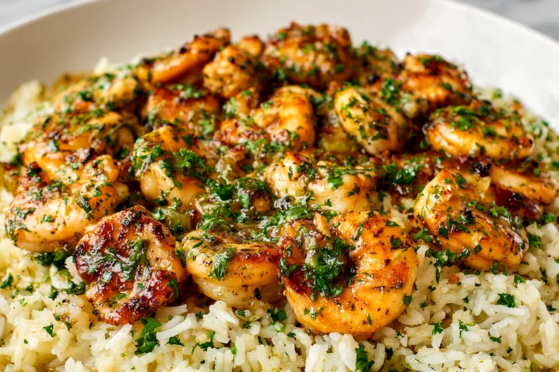 Various ingredients for Chicken Scampi and Garlic Parmesan Rice