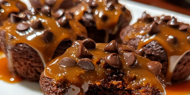 Delicious Chocolate Caramel Muffins served on a plate