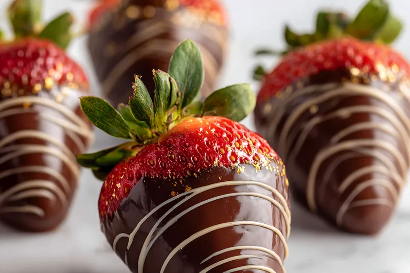 Melting chocolate for dipping strawberries in a bowl