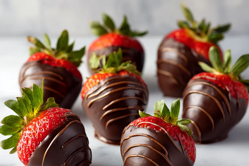 An assortment of ingredients for chocolate-covered cheesecake strawberries