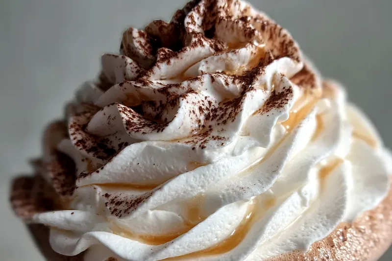 Blender filled with ice cream and chocolate ingredients, mid-blend, showing the creamy mixture being formed