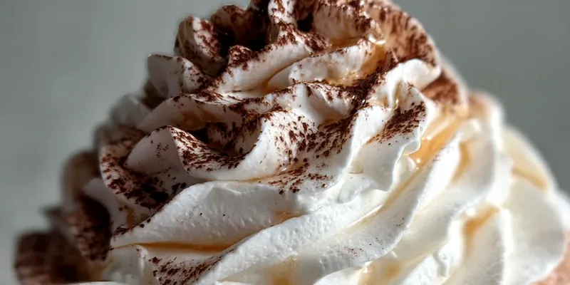 Two tall glasses filled with thick chocolate milkshakes topped with swirled whipped cream and bright red maraschino cherries, with red and white striped straws