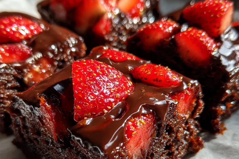 Fresh ingredients for Chocolate Strawberry Fudge Brownies