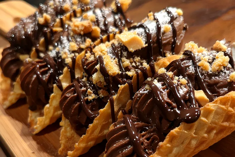 Fresh ingredients for Chocolate Waffle Tacos Delight