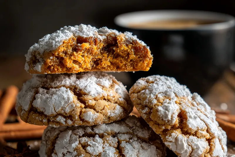 Baking tray filled with freshly baked Cinnamon Crinkle Cookies Delight cooling on a wire rack.