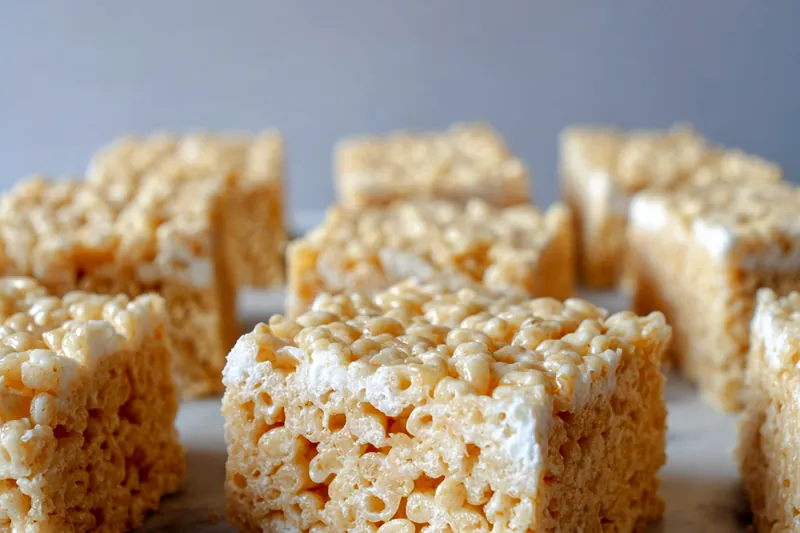Melting butter and marshmallows in a saucepan for Rice Krispy Treats