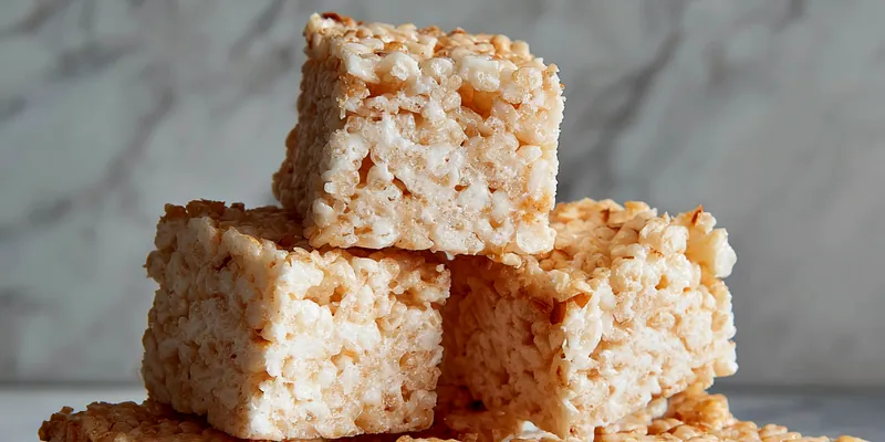 Deliciously arranged Coconut Lover's Rice Krispy Treats on a plate