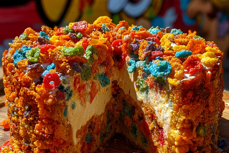 Cooking process for Colorful Cereal Cheesecake Delight