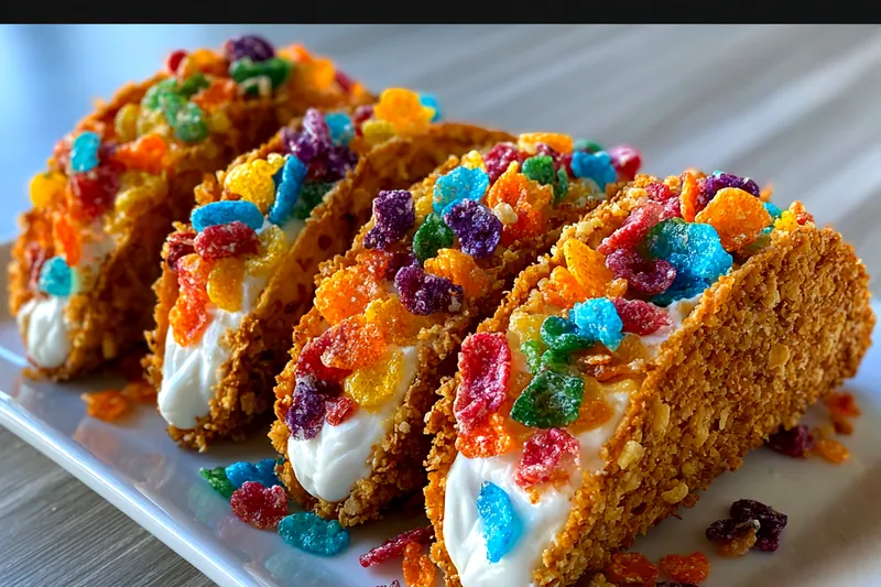 Cooking process for Colorful Cereal Dessert Tacos