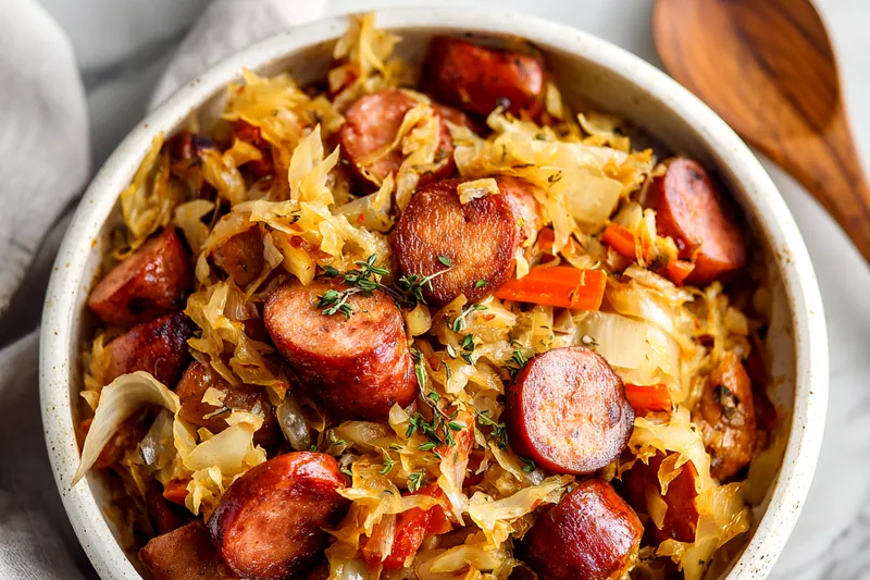 Fresh ingredients for Kielbasa & Kraut recipe