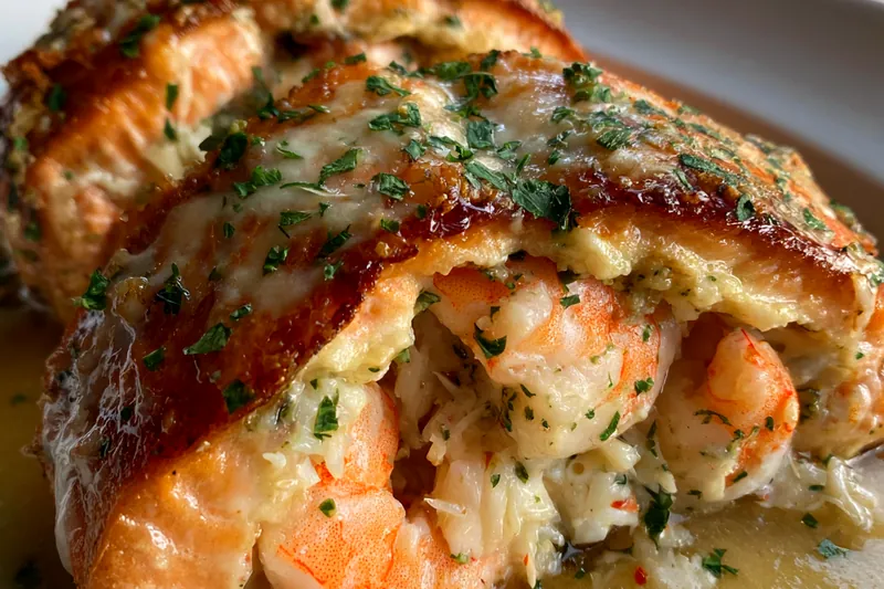 Cooking process for Crab Stuffed Salmon Delight