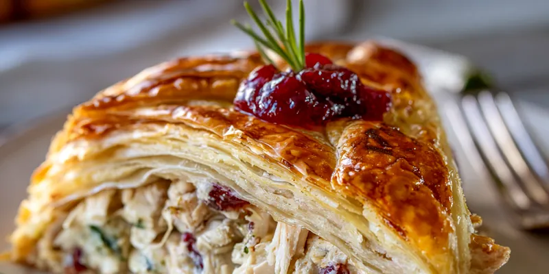 Cranberry Brie Turkey Puff Pastry Wreath