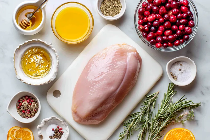 Close-up of hands brushing glossy cranberry-orange glaze onto roasting turkey breast in roasting pan, showing the caramelizing glaze and golden-brown color developing on the meat