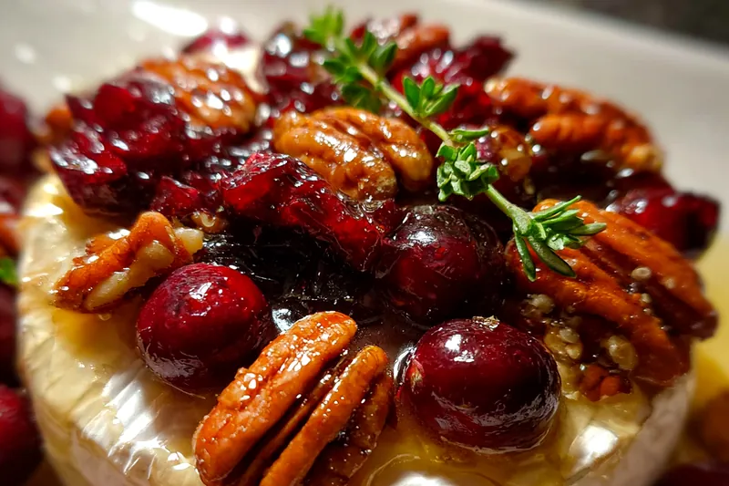 Fresh cranberries and pecans for baked brie recipe